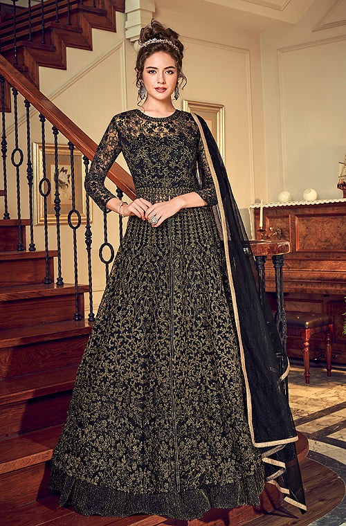 Black Color Designer Fully Stitched Anarkali Gown – TANHAI